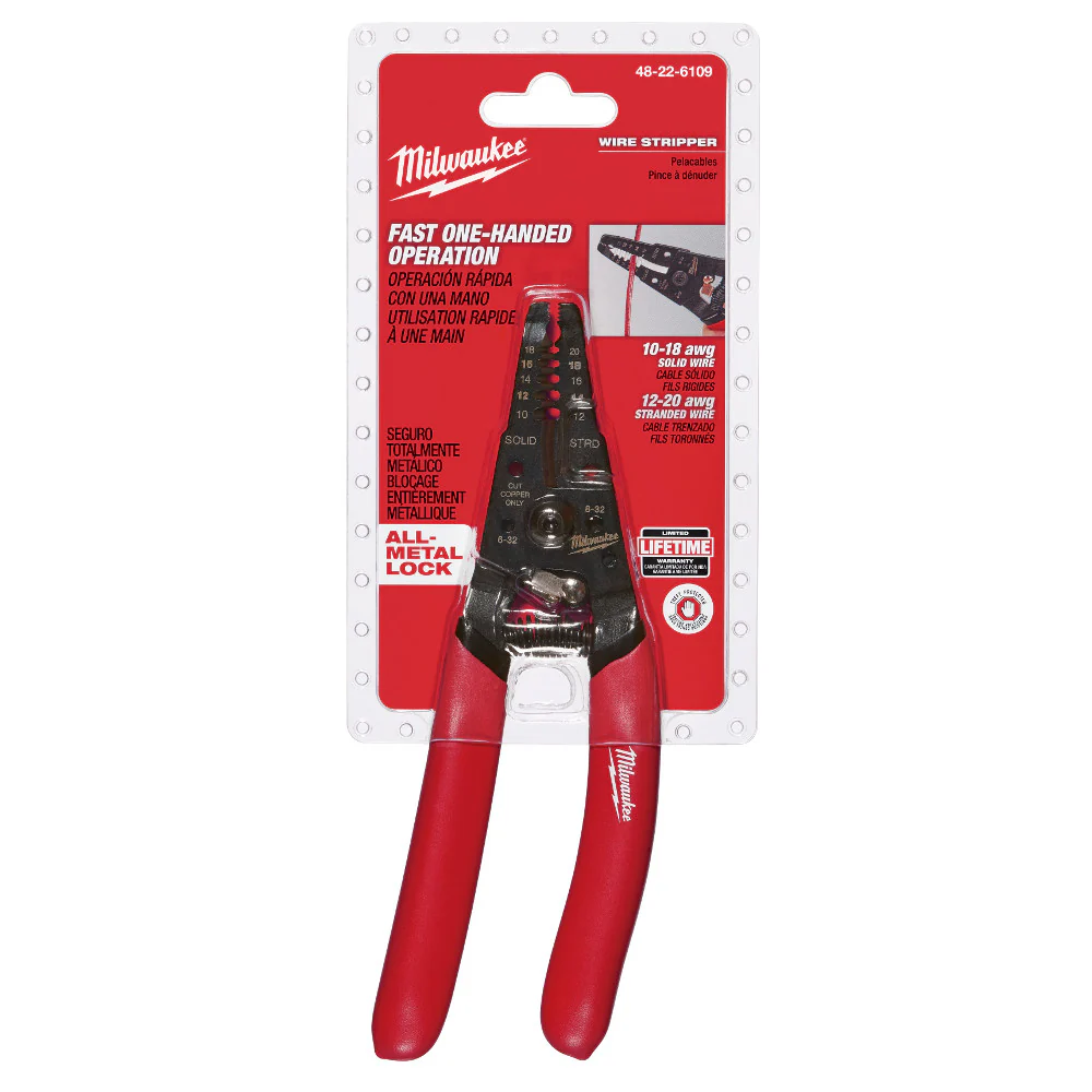 Milwaukee 48-22-6109 10 - 18 AWG Solid and 12 - 20 AWG Stranded Wire Stripper - Mactool Shop