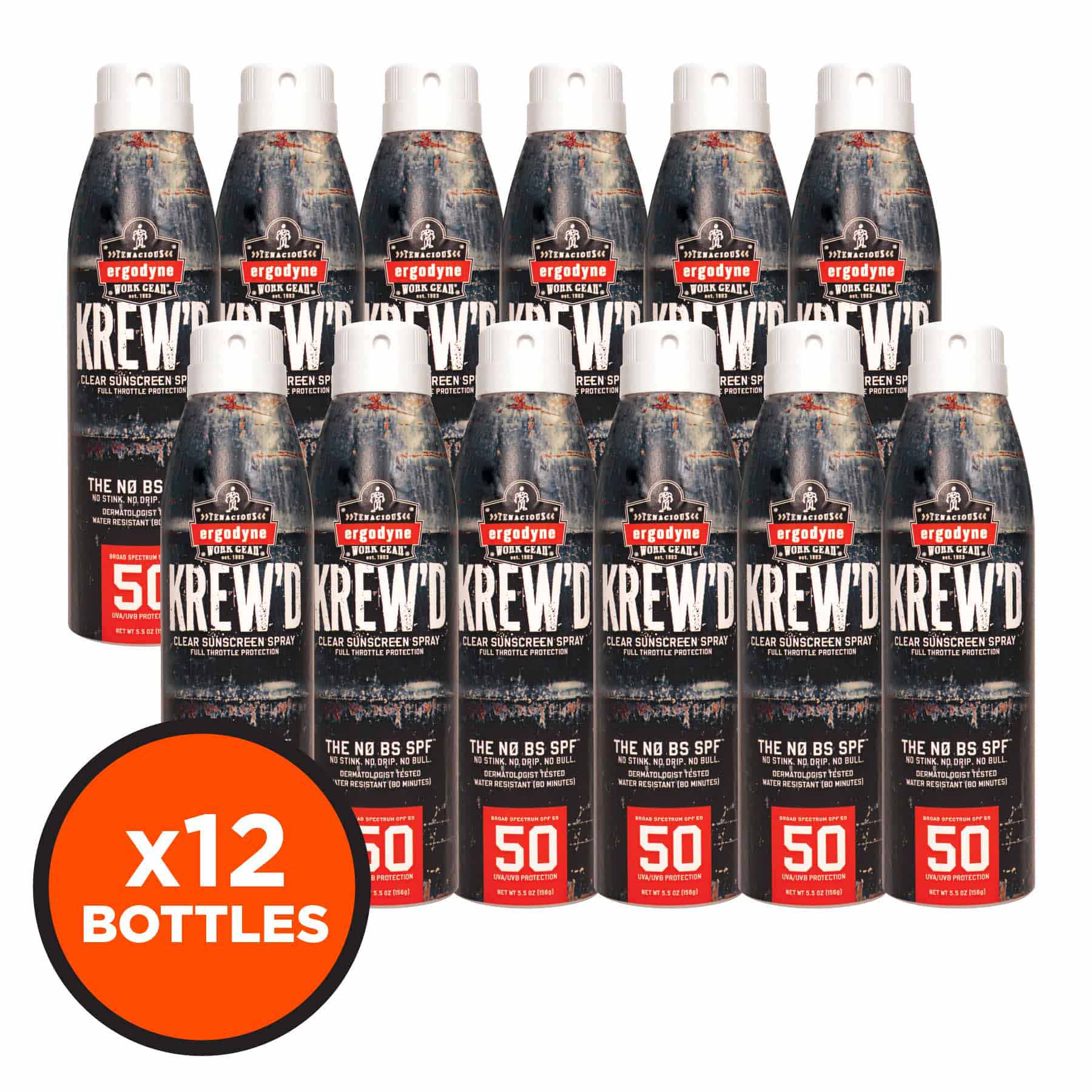 Ergodyne 16639 6353 12-pack SPF 50 5.5oz - SPF 50 Sunscreen Spray - Mactool Shop