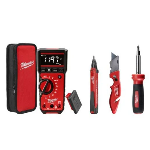 Milwaukee 2220-20 Electrical Combo Kit - Multimeter, Voltage Detector, Utility Knife, 11 in 1 Screwdriver - Mactool Shop