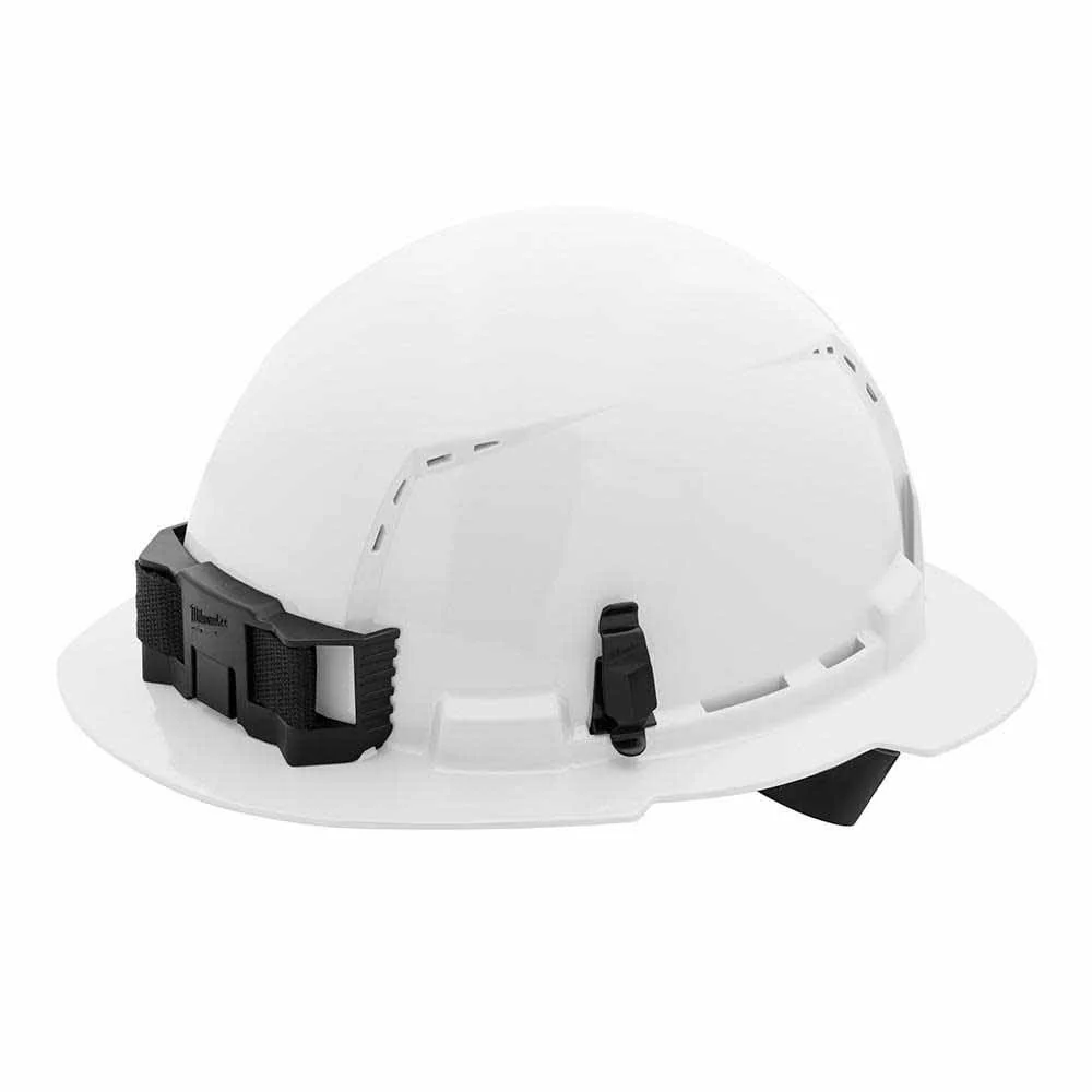 Milwaukee 48-73-1201 White Full Brim Vented Hard Hat with 4PT Ratcheting Suspension – Type 1 Class C - Mactool Shop