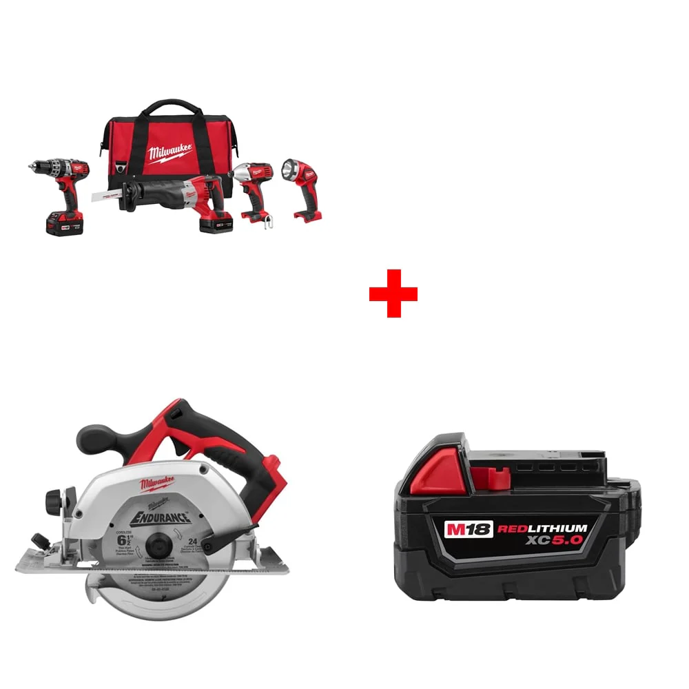 Milwaukee 2696-24 M18 4-Tool Combo Kit w/ 2630-20 Circular Saw & Battery - Mactool Shop