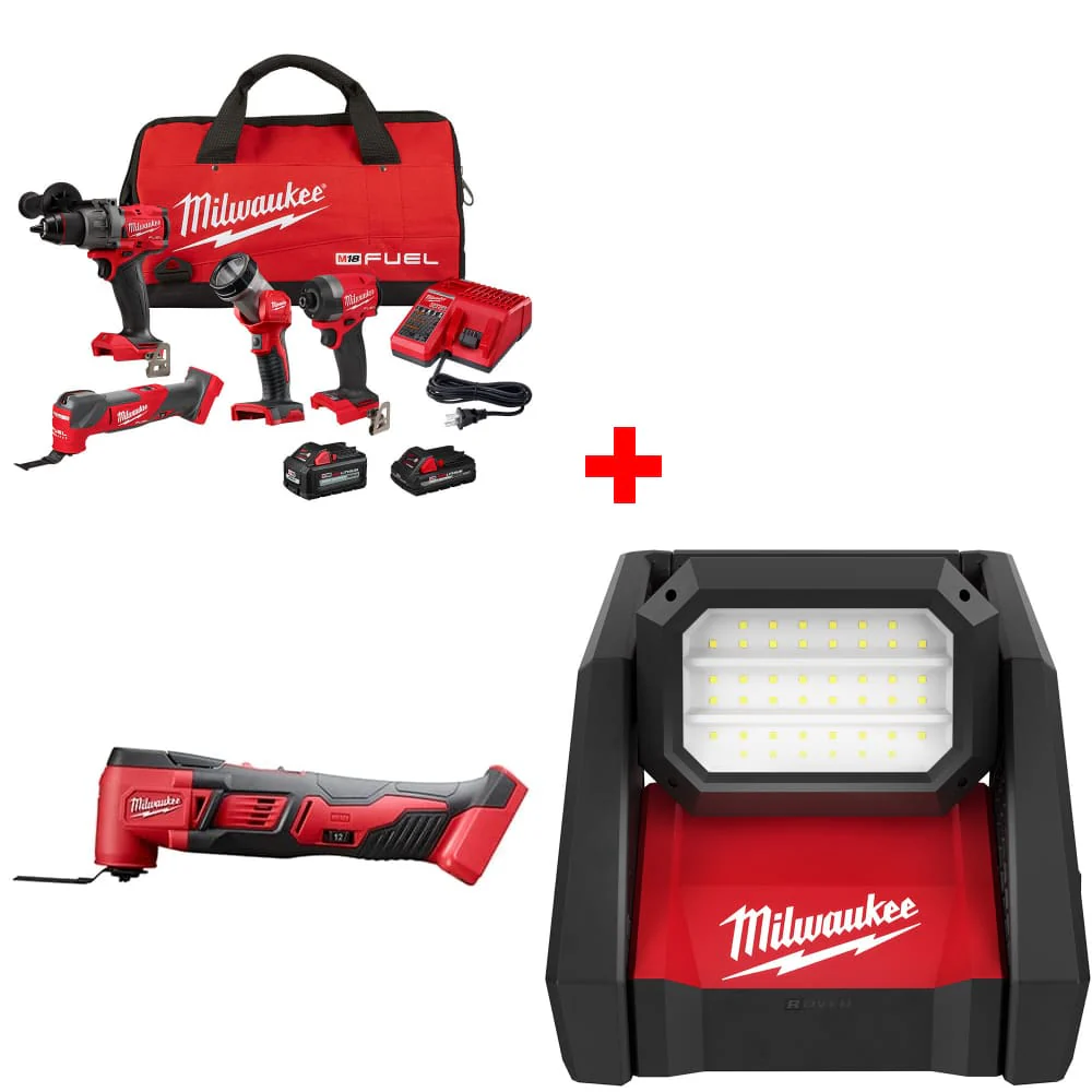 Milwaukee 3698-24MT M18 4-Tool Combo Kit w/ FREE 2626-20 M18 Multi-Tool & Light - Mactool Shop