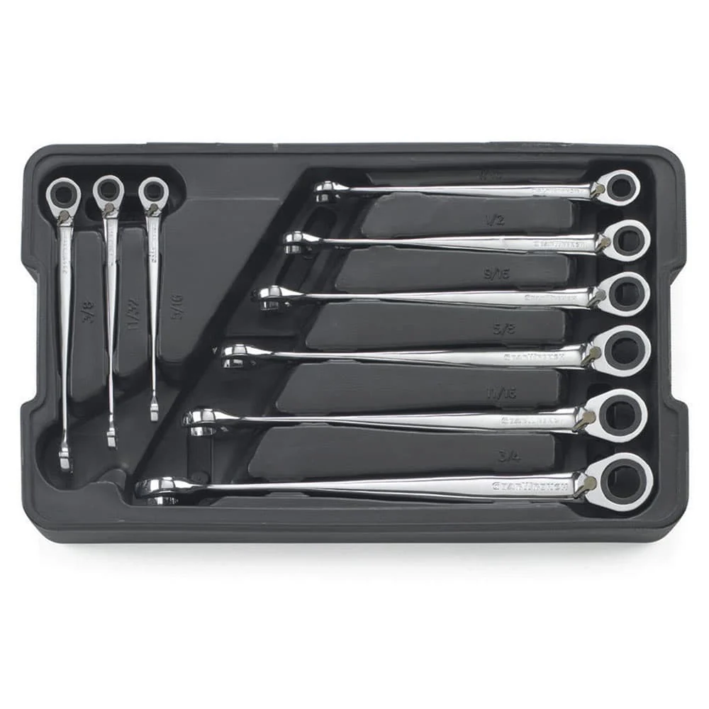 GearWrench 85398 9 Pc. 72-Tooth 12 Point Reversible XL X-Beam Ratcheting Combination SAE Wrench Set - Mactool Shop