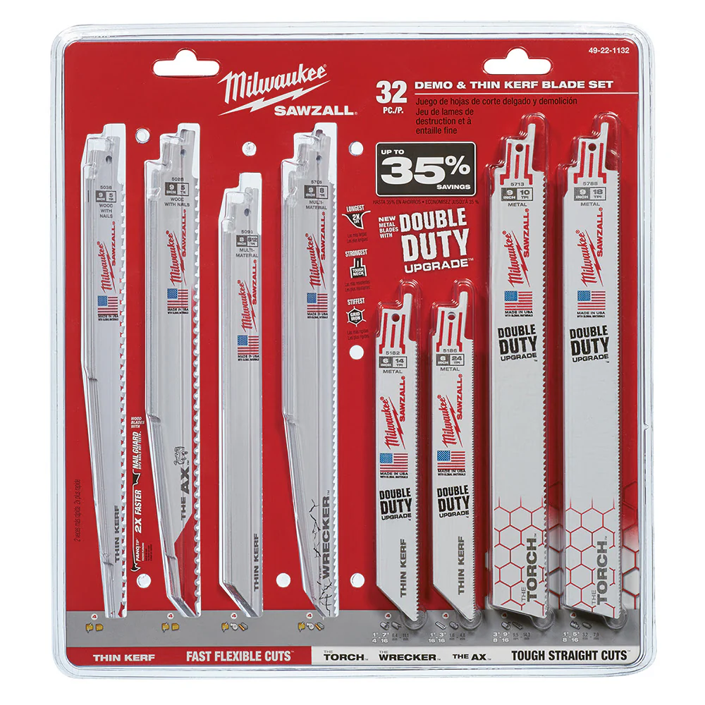 Milwaukee 49-22-1132 Milwaukee 32-Piece Mega SAWZALL Blade Kit - Mactool Shop