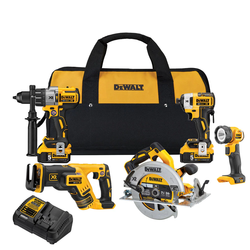 DeWalt DCK594P2 20V MAX XR Lithium Ion 5-Tool Combo kit - Mactool Shop