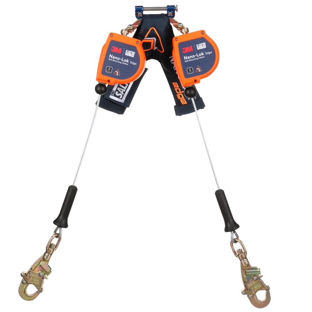 DBI Sala 3500282 Nano-Lok Edge Twin-Leg Personal Self Retracting Lifeline, Cable, Steel Swivel Snap Hook, 8 ft, Class 2 ANSI - Mactool Shop