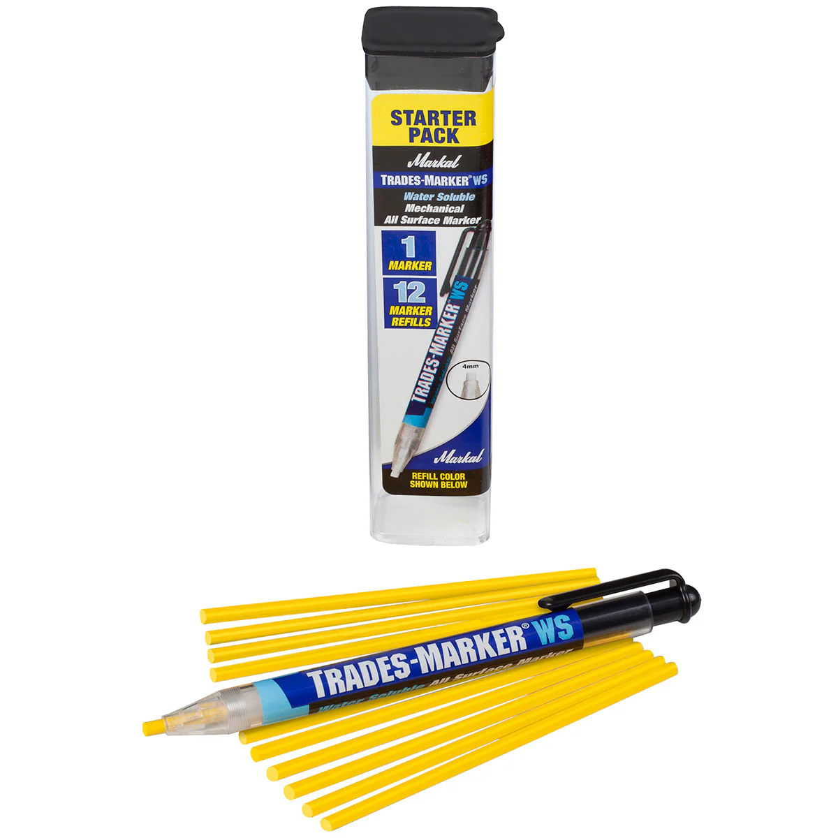 Markal 96191 Trades-Marker WS, 1 Holder/12 Refills, Yellow, 6 Pack - Mactool Shop