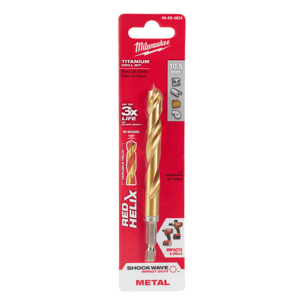 Milwaukee 48-89-4824 10.5mm Metric Titanium SHOCKWAVE™ Red Helix Bit - Mactool Shop