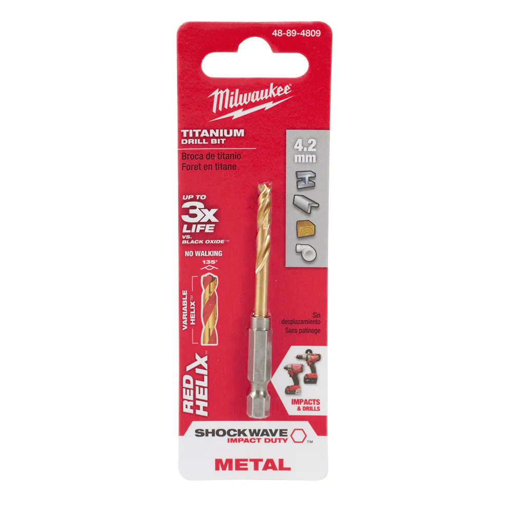 Milwaukee 48-89-4809 4.2mm Metric Titanium SHOCKWAVE™ Red Helix Bit - Mactool Shop