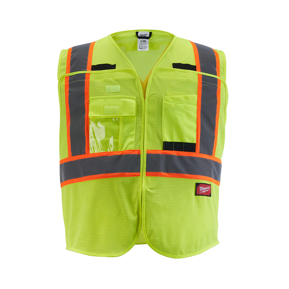 Milwaukee 48-73-5172 Class 2 Breakaway High Visibility Yellow Mesh Safety Vest - L/XL (CSA) - Mactool Shop