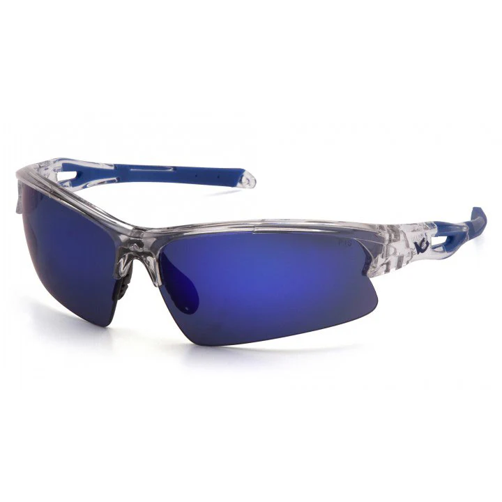 Pyramex VGSC1665T Venture Gear - Ice Blue Mirror Lens Safety Glasses with Clear/Blue Frame - Mactool Shop