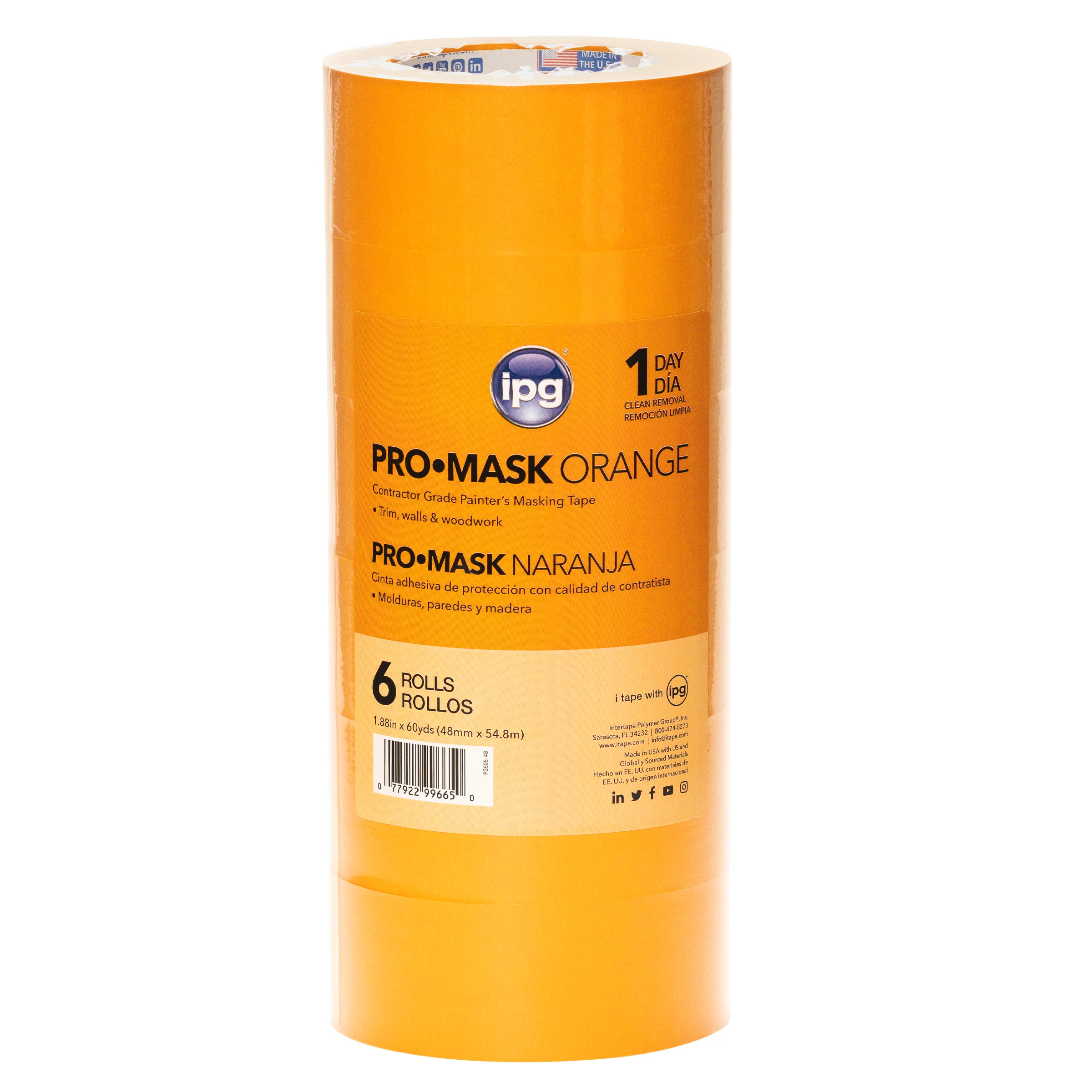 Intertape 99665 PG505 Utility Paper Masking Tape - Orange 48MM X 54.8M IPG-PL 24 - Mactool Shop