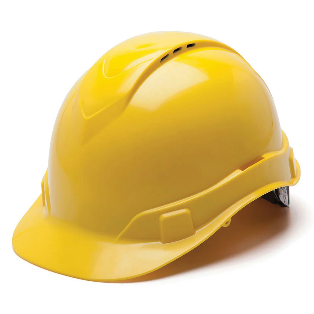 Pyramex HP44130V Ridgeline Vented Cap Hard Hat, 4 Pt Ratchet Suspension, Yellow - Mactool Shop