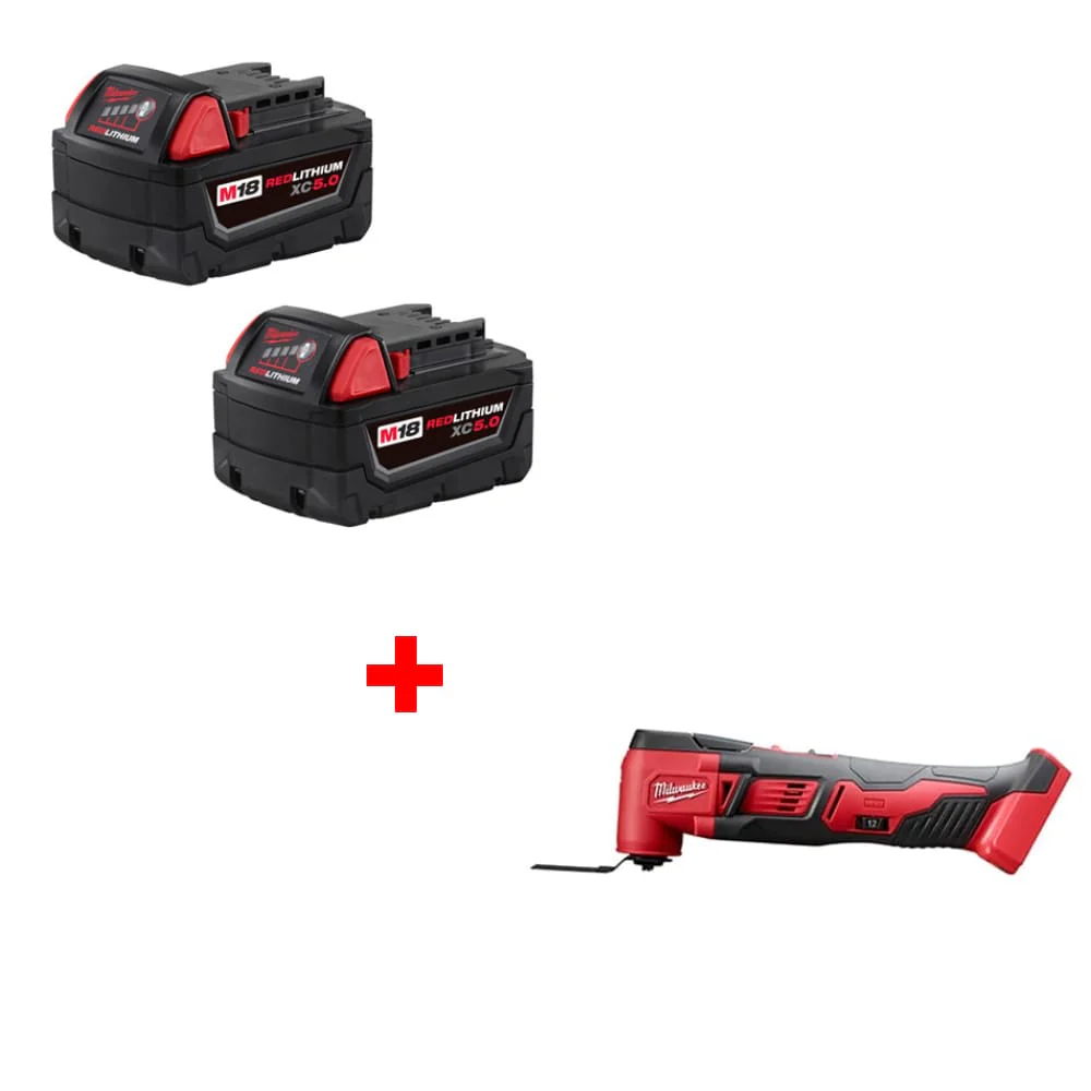 Milwaukee 48-11-1852 M18 XC5 Battery 2Pk w/ FREE M18 2626-20 Multi-Tool, Bare - Mactool Shop