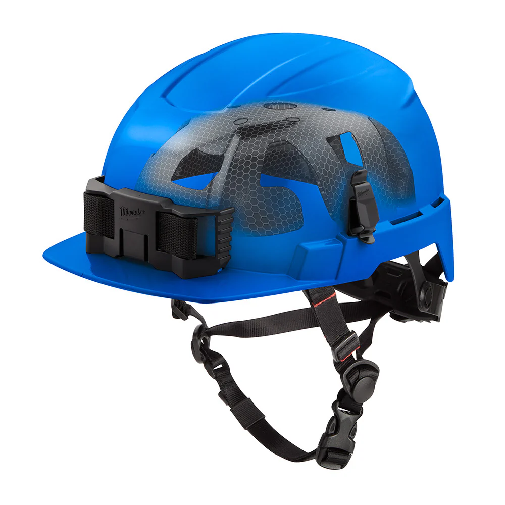 Milwaukee 48-73-1369 BOLT Blue Front Brim Safety Helmet with IMPACT ARMOR Liner (USA) - Type 2, Class E - Mactool Shop