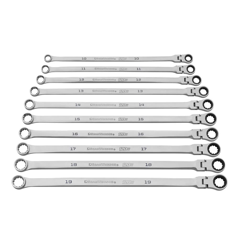 GearWrench 86126 10 Pc. 120XP Universal Spline XL Flex Head GearBox Ratcheting Metric Wrench Set - Mactool Shop