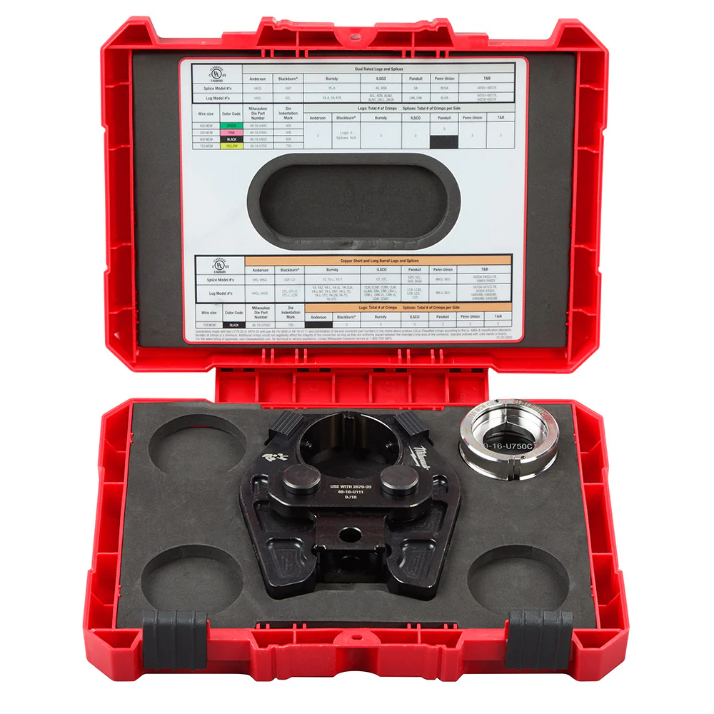 Milwaukee 49-16-750C 750 MCM Cu/Al Crimping Jaw with 750 MCM Cu 6T U Style Dies - Mactool Shop