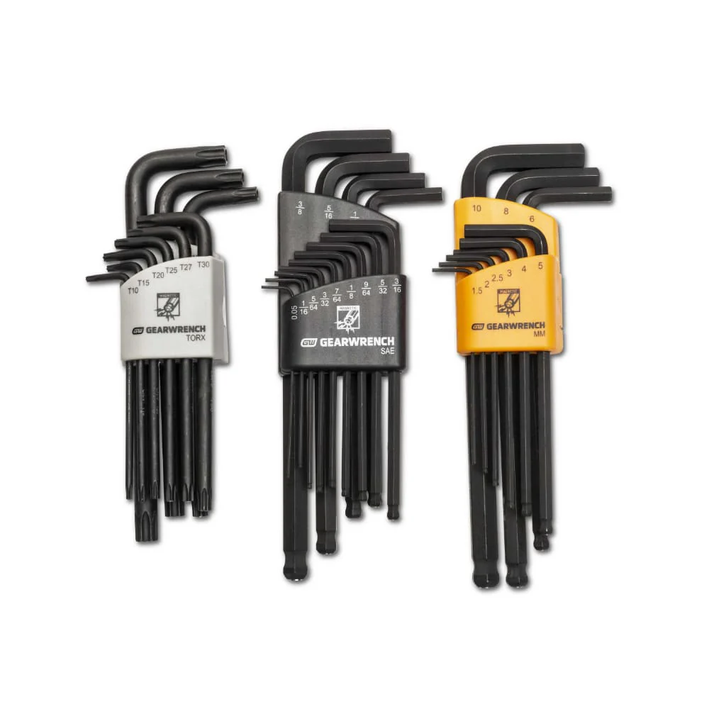 GearWrench 83527 31 Piece Magnetic Long Ball End SAE/Metric/Torx Hex Key Set - Mactool Shop
