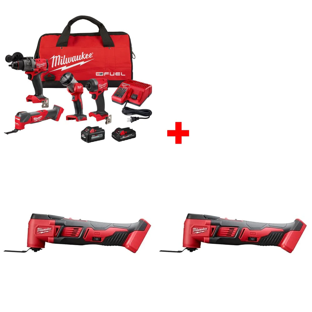 Milwaukee 3698-24MT M18 4-Tool Combo Kit w/ FREE 2626-20 M18 Multi-Tool, 2 Pack - Mactool Shop
