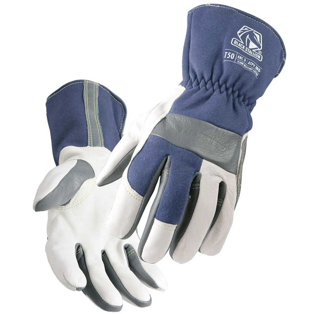 Black Stallion T50S Premium Grain Goatskin and Flame Resistant Cotton TIG Welding Gloves, Small - Mactool Shop
