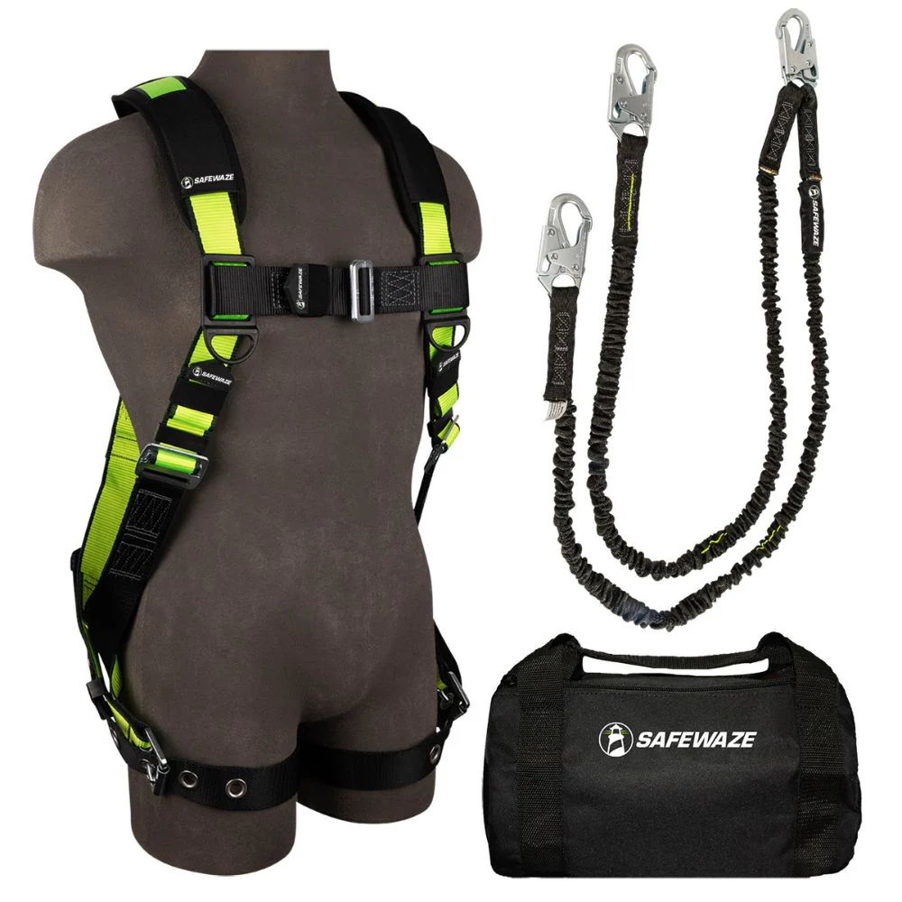 Safewaze FS133-DL-L/XL PRO Bag Combo: FS185-L/XL Harness, FS581 Lanyard, FS8125 Bag, L/XL - Mactool Shop