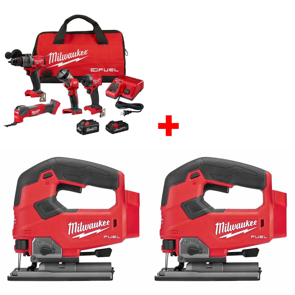 Milwaukee 3698-24MT M18 4-Tool Combo Kit w/ FREE 2737-20 M18 Jig Saw, 2-Pack - Mactool Shop