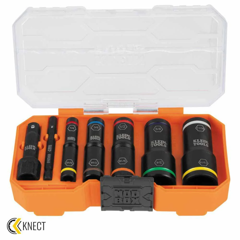 Klein Tools 65618 KNECT Heavy Duty Flip Impact Socket Set, SAE, 8-Piece - Mactool Shop