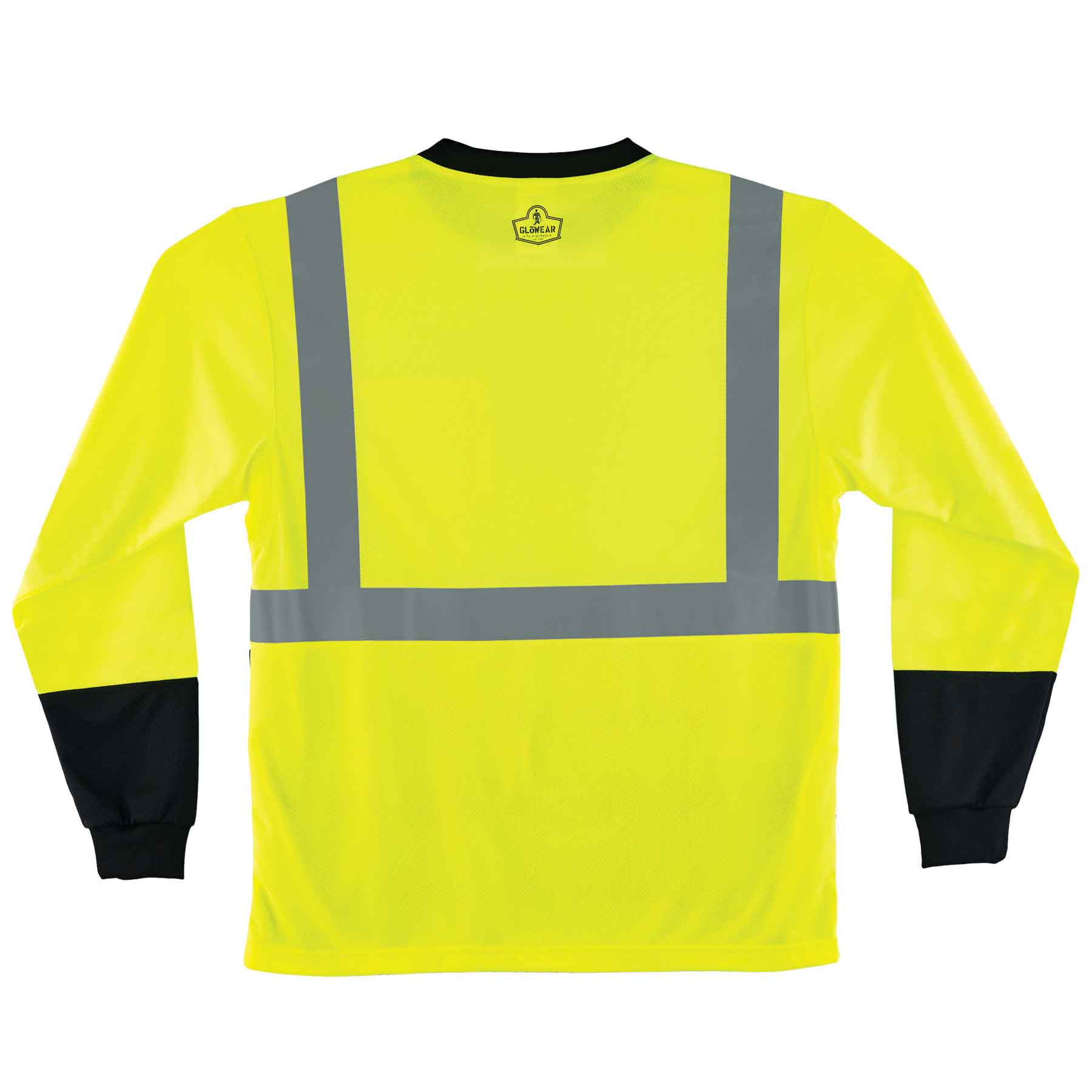 Ergodyne 22704 GloWear 8291BK Type R Class 2 Black Front Long Sleeve T-Shirt, Large, HV Lime - Mactool Shop