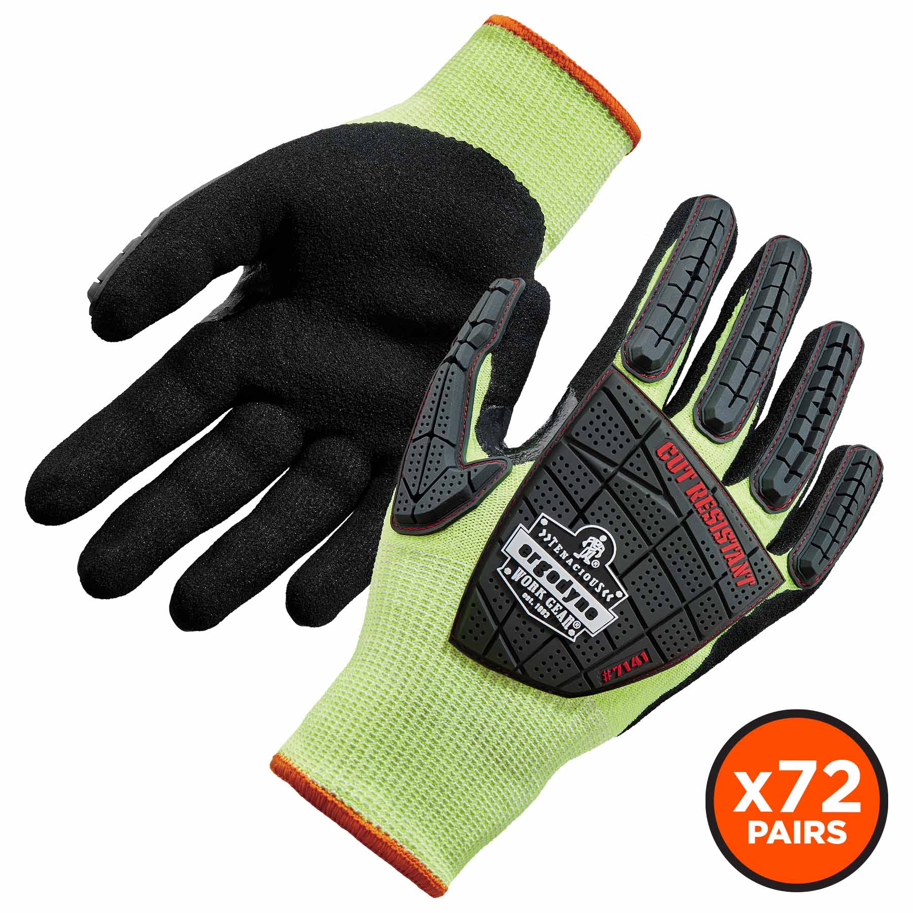 Ergodyne 17834 7141-CASE L Lime ANSI A4 DIR Nitrile-Coated CR Gloves 72-Pair - Mactool Shop