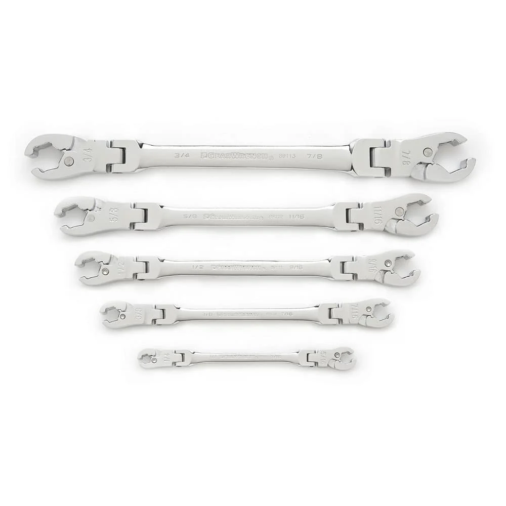 GearWrench 89100 5 Pc. Ratcheting Flex Head Flare Nut SAE Wrench Set - Mactool Shop