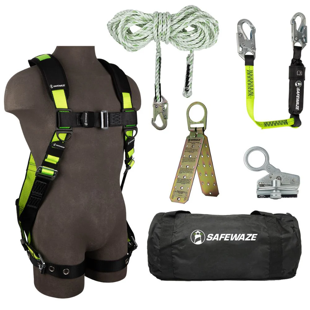 Safewaze FS137-3X PRO Bag Roof Kit: FS185-3X Harness, FS700-50 VLL, FS1118-DC Grab, FS560-3 Lanyard, FS870 Anchor, FS8150 Bag, 3X - Mactool Shop