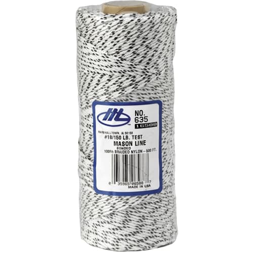 MarshallTown ML616 10267 - Bonded Mason's Line 500' White and Black, Size 21 6