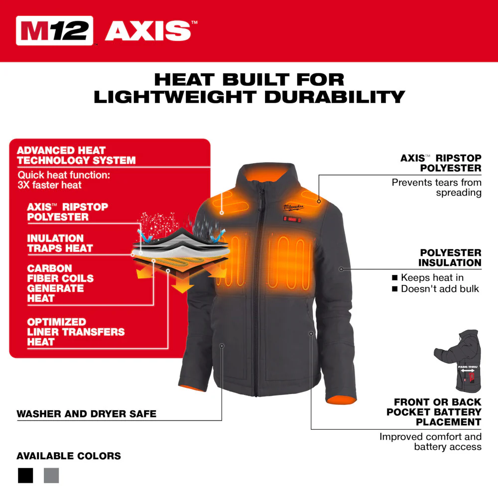 Milwaukee 234G-21 M12 Women's Heated AXIS Jacket Kit Gray - Mactool Shop