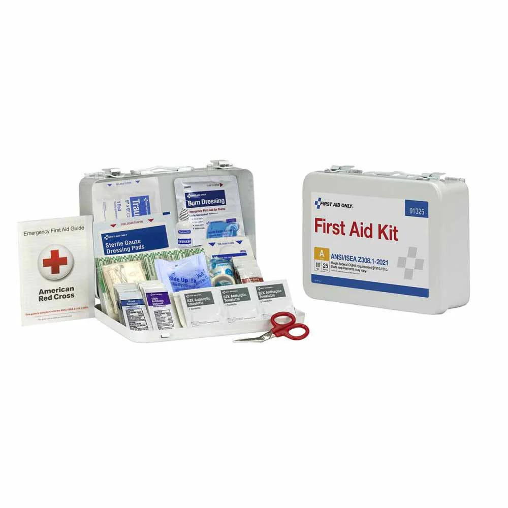 First Aid Only 91325 25 Person ANSI A Metal First Aid Kit, ANSI 2021 Compliant - Mactool Shop
