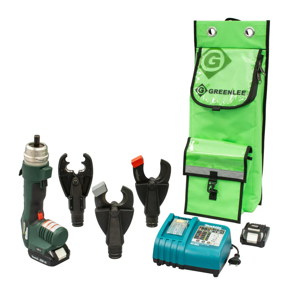 Greenlee UT-BGHS22 GRE-6 Multi-Tool w/BG Crimper, ACSR & Cu/AL Cutting Heads, 230V Charger - Mactool Shop