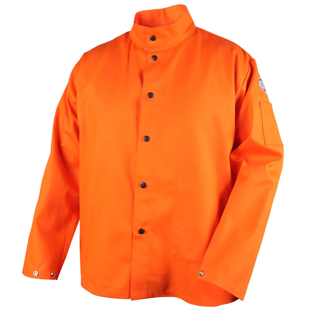 Black Stallion FO9-30C-L TruGuard 200 FR Cotton Welding Jacket, Safety Orange, Large - Mactool Shop