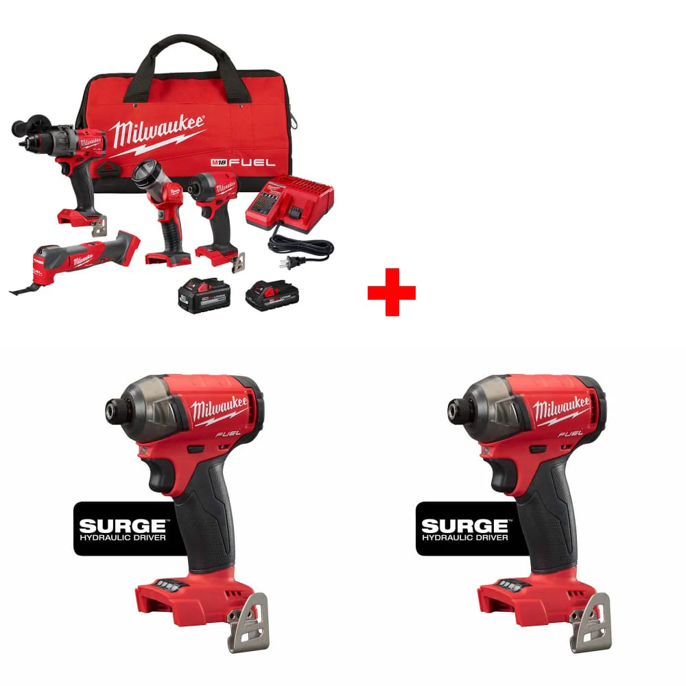 Milwaukee 3698-24MT M18 FUEL 4-Tool Combo Kit w/ FREE 2760-20 Hex Driver, 2Pk - Mactool Shop
