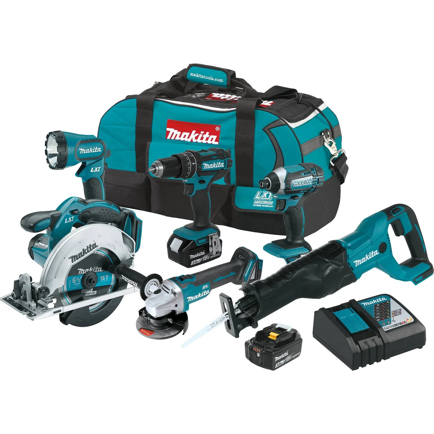 Makita XT610 18V LXT Li-Ion Cordless 6-pc Tool Combo Kit (3.0Ah) - Mactool Shop
