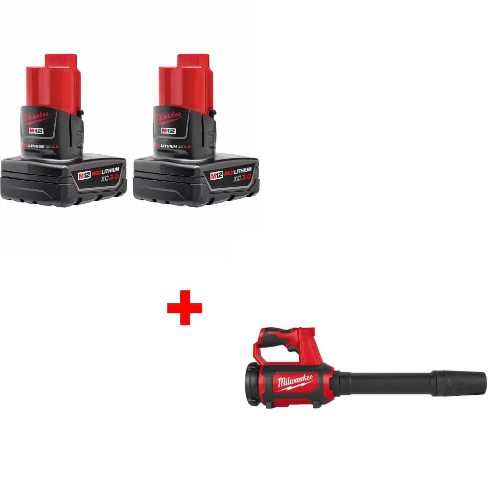 Milwaukee 48-11-2412 M12 XC Battery, 2-Pack w/ FREE 0852-20 M12 Spot Blower - Mactool Shop