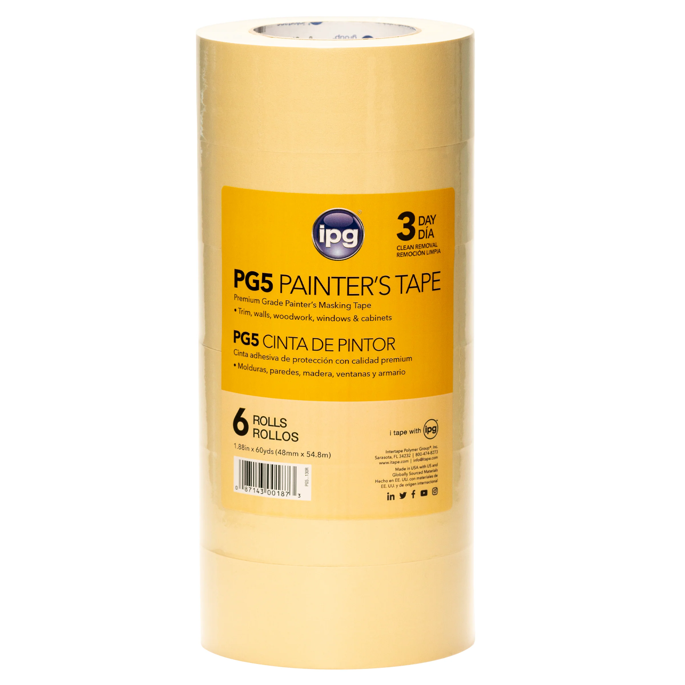 Intertape PG5...130R PG5 Medium Grade Paper Masking Tape - Natural 48MM X 54.8M IPG-PLAN 24 - Mactool Shop