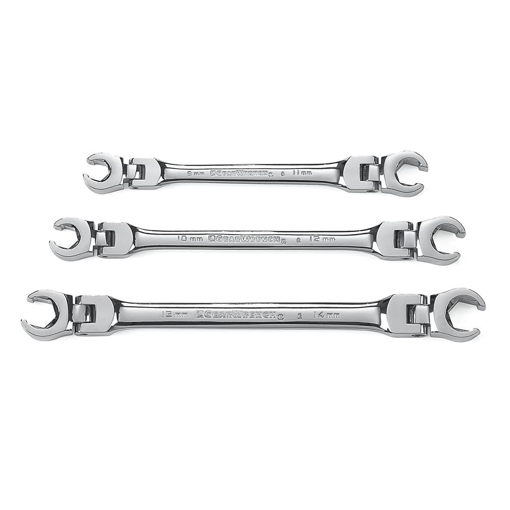 GearWrench 81915 3 Pc. Flex Head Flare Nut Metric Wrench Set - Mactool Shop