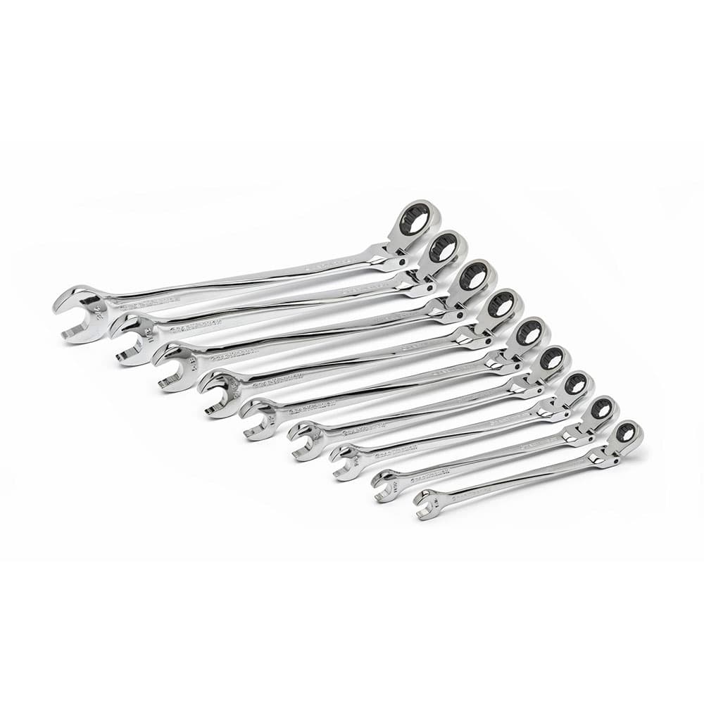 GearWrench 85298 9 Pc. 72-Tooth 12 Point XL X-Beam Flex Head Ratcheting Combination SAE Wrench Set - Mactool Shop