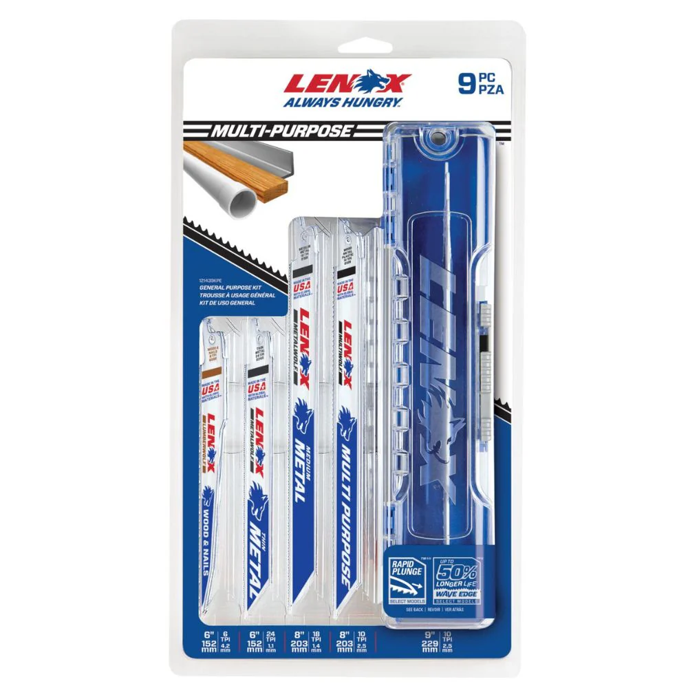 Lenox 121439KPE MULTIWOLF WAVE EDGE Reciprocating Saw Blade Set (9 pc.) - Mactool Shop