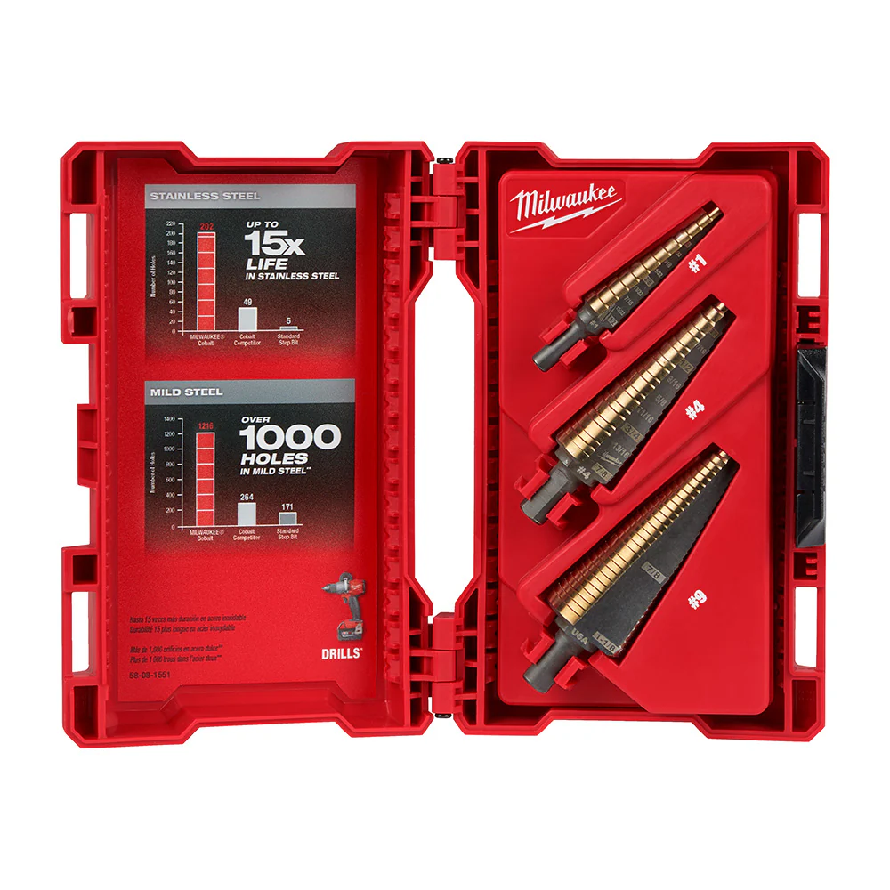 Milwaukee 48-89-9291 Milwaukee Cobalt Step Drill Bit 3PC Set - Mactool Shop