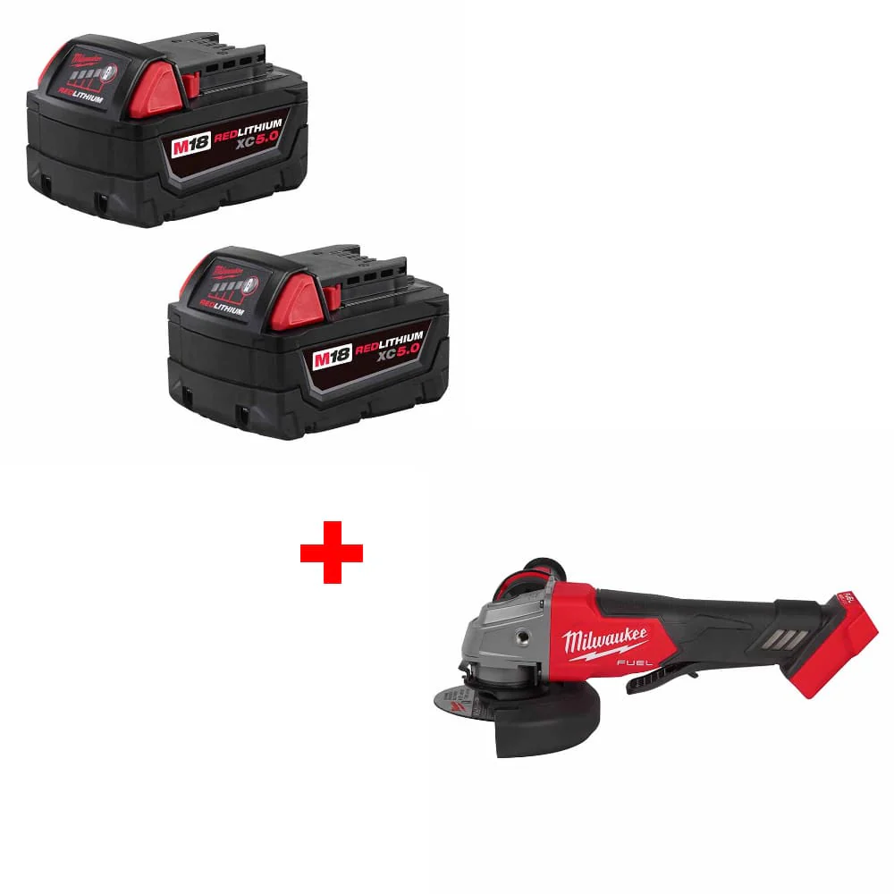 Milwaukee 48-11-1852 M18 Battery 2-Pack w/ FREE 2880-20 M18 Grinder Switch - Mactool Shop