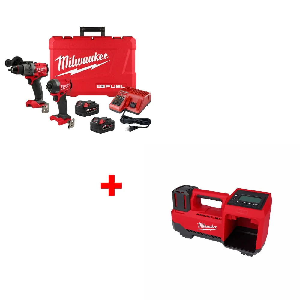 Milwaukee 3697-22 M18 FUEL 2-Tool Combo Kit w/ FREE M18 Tire Inflator, Bare Tool - Mactool Shop
