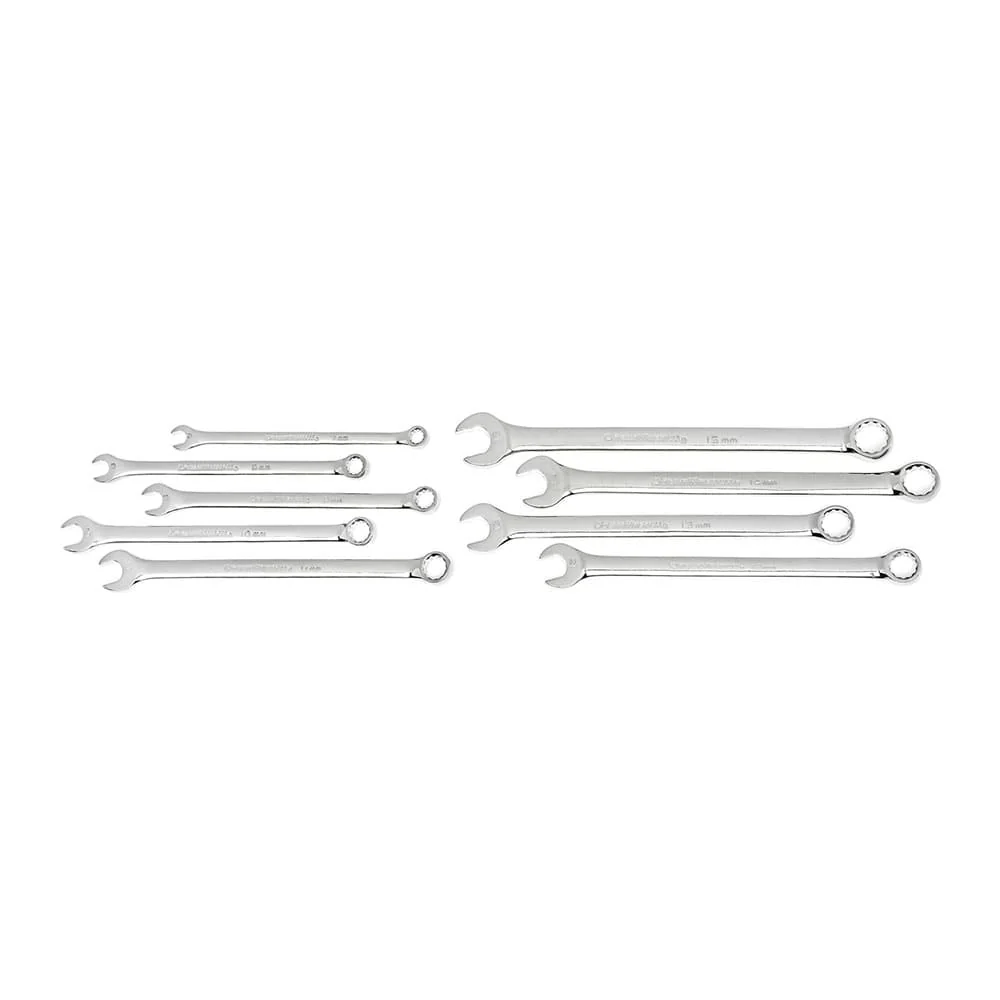 GearWrench 81932 9 Pc. 12 Point Long Pattern Combination Metric Wrench Set with Tool Roll - Mactool Shop