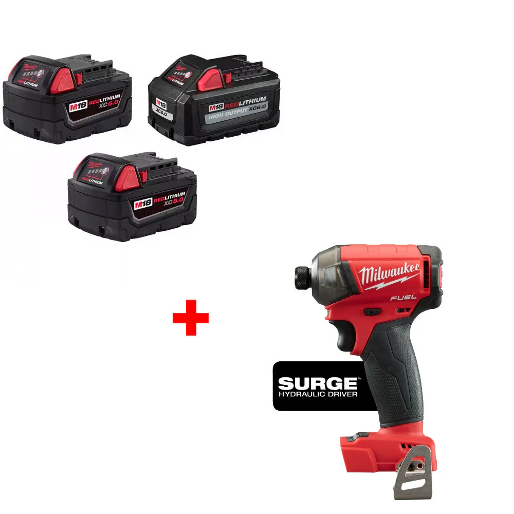Milwaukee 48-11-1856 M18 18V Battery 3-Pack W/ FREE 2760-20 M18 FUEL Hex Driver - Mactool Shop