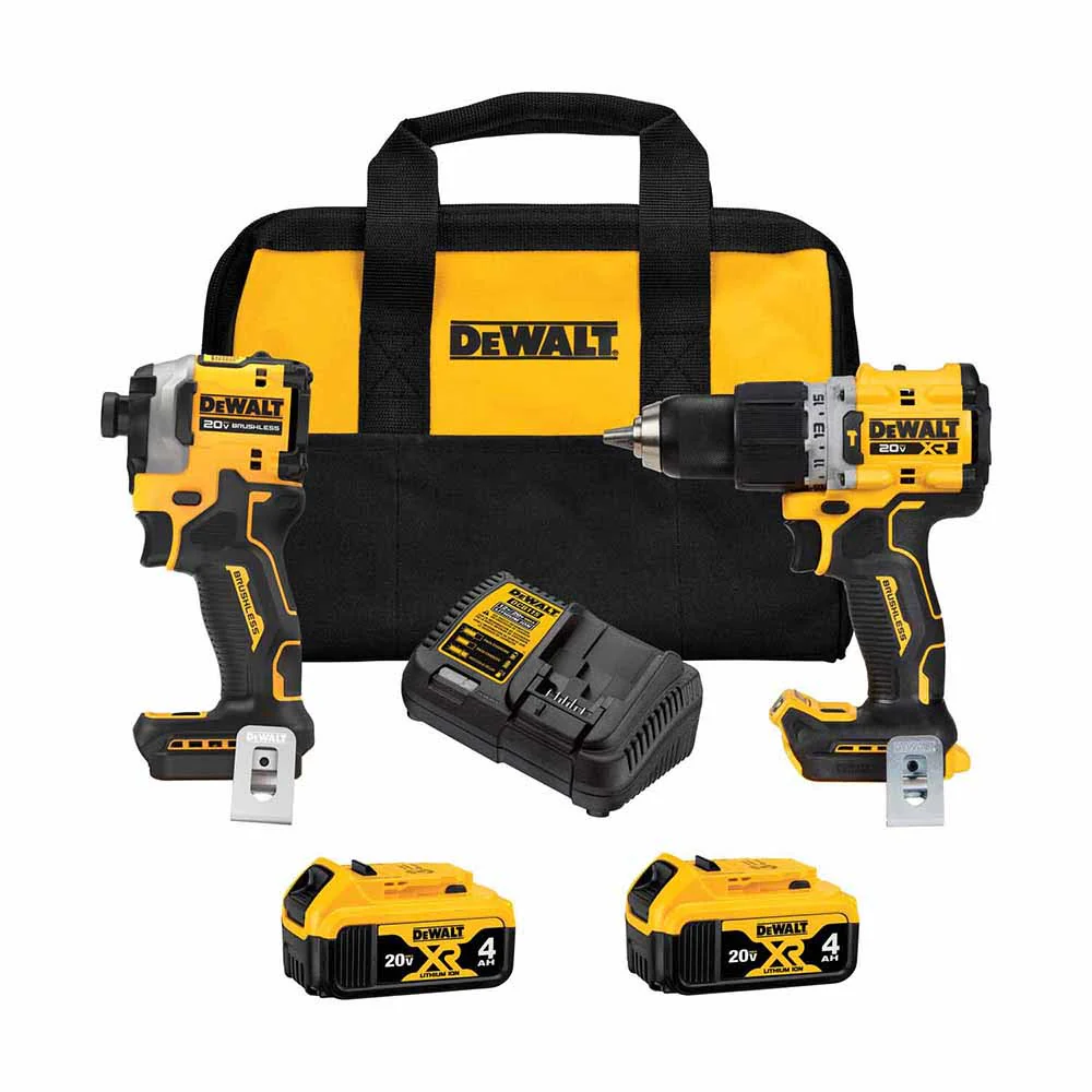 DeWalt DCK2050M2 20V Max Brushless Cordless XR 1/2 In. Hammer Drill/Driver And Atomic 1/4 In. Impact Driver Kit With 4.0Ah Batteries - Mactool Shop