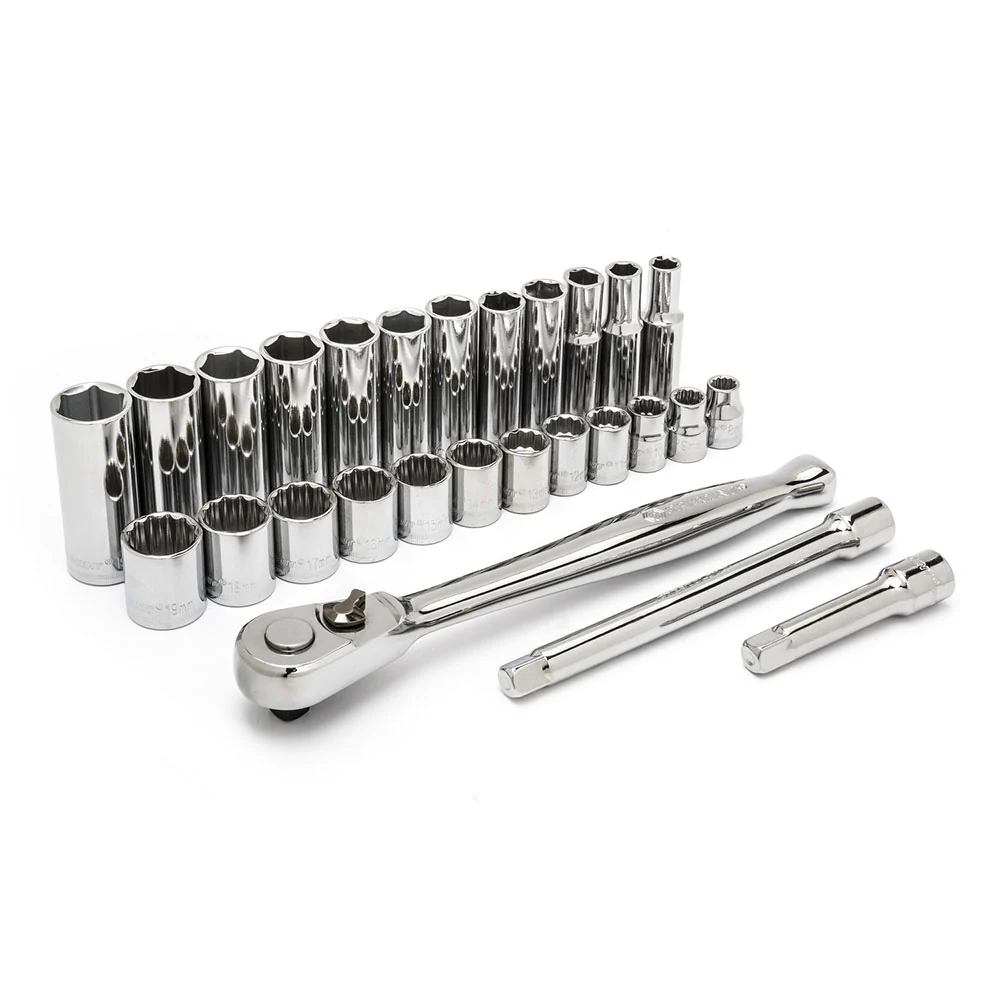 Crescent CSWS9N 27 Pc 3/8 Dr 6 & 12 Pt Std & Dp Met Mechanics Tool Set - Mactool Shop